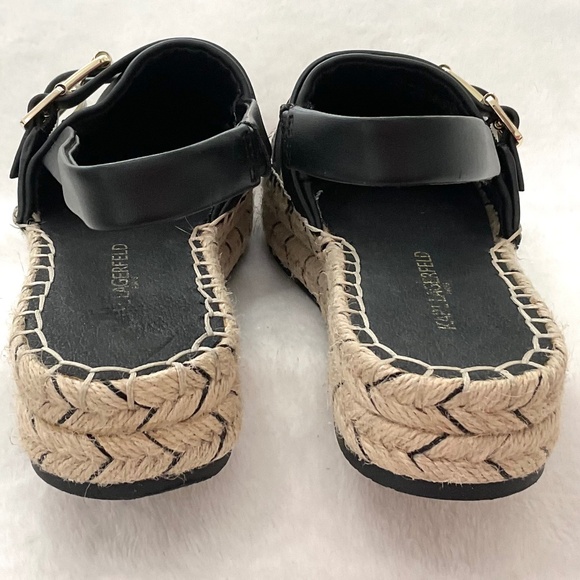 Karl Lagerfeld Alexi Black  Leather Slingback Espadrille  Size 6M - Picture 7 of 14